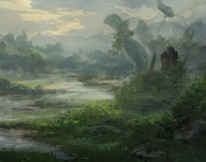 Background: Misty Wetland